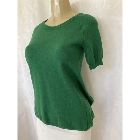 Cedric Charlier Sweater Knit Top Short Sleeve Round Neck Green Split Bac… - Picture 3 of 7